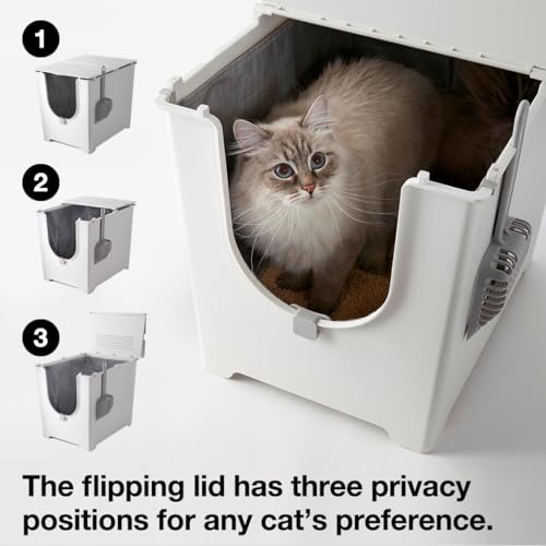 Gray Flip Litter Box with Reusable Litter Liner E9016