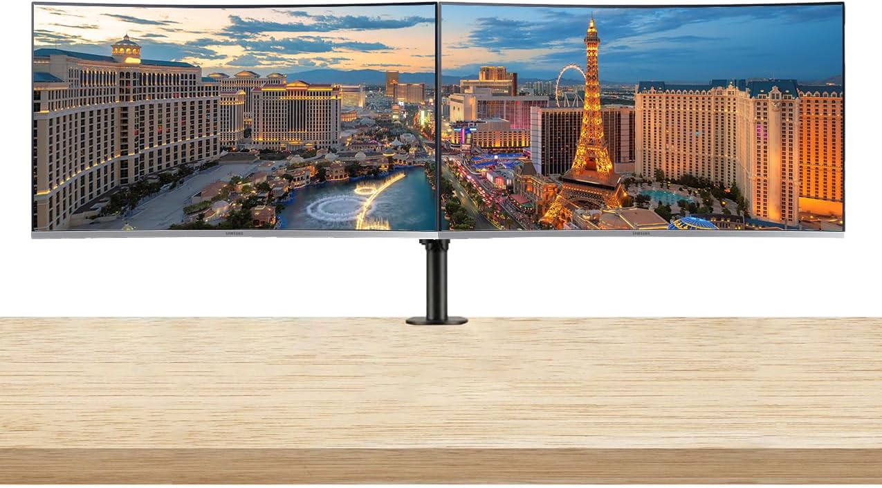32-inch Curved 4K UHD IPS LCD Monitor, 2-Pack Bundle with Desk Mount Dual Monitor Stand I490834