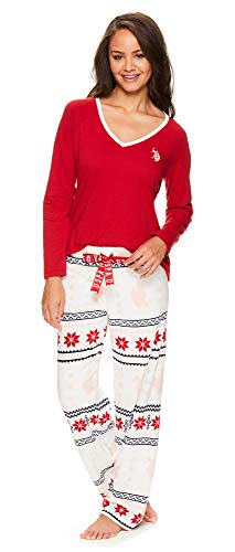 Womens Long Sleeve Shirt and Pajama Pants Sleepwear Set I528