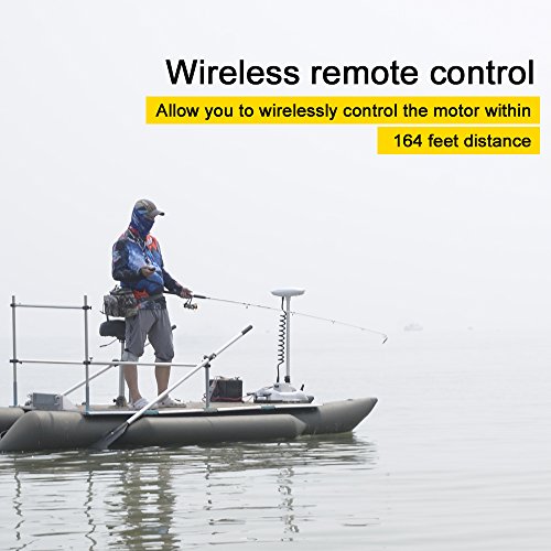 White 12V 55LBS 48 inch Bow Mount Trolling Motor with Remote Control and Quick Release Bracket G205