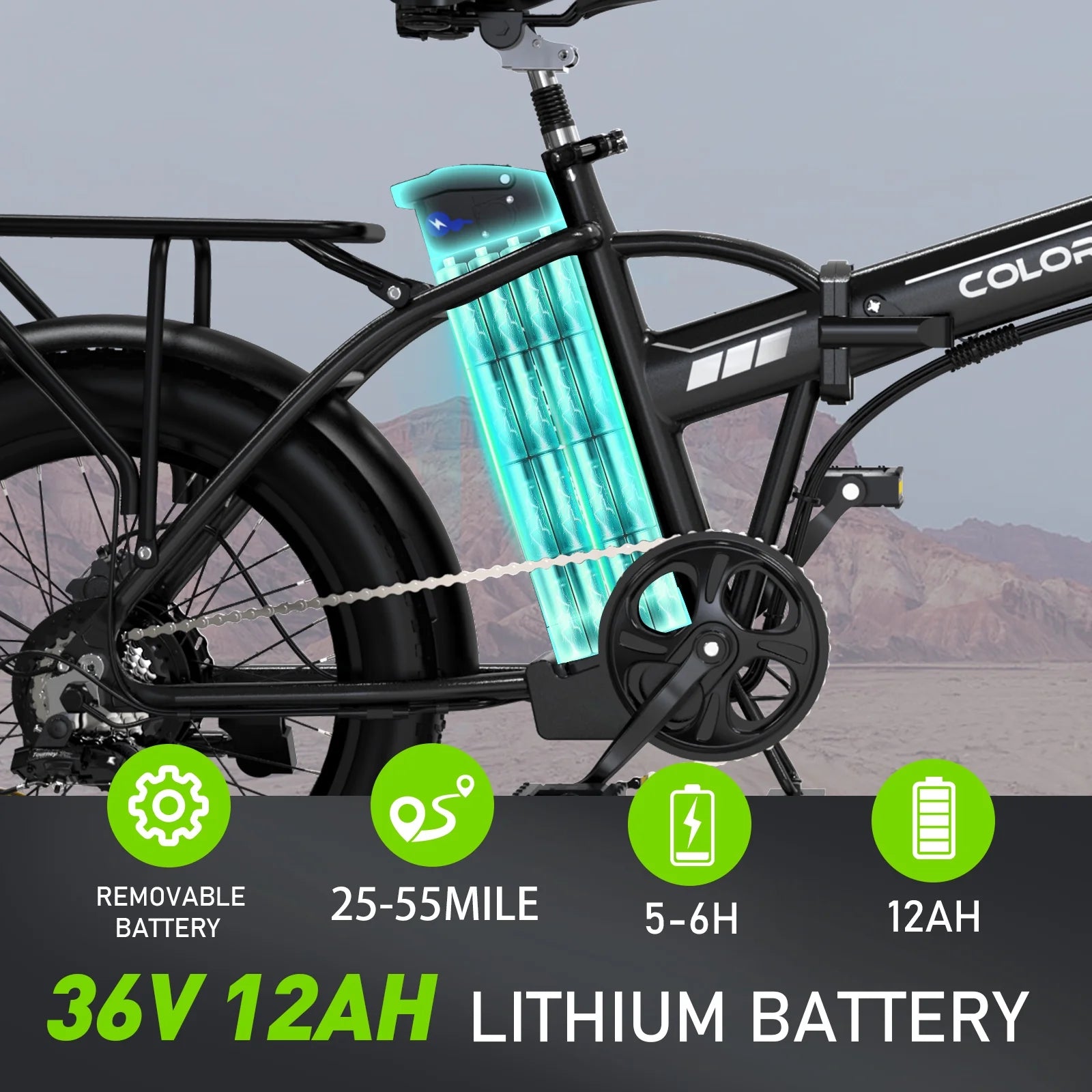 20"x3.0 Fat Tire Electric Bicycle with 500W/36V/12Ah Battery, Shimano 7-Speed E694323