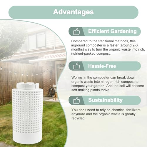 White 2 Gallons In-Ground Worm Compost Bin L989881