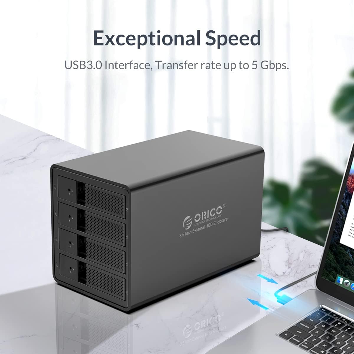 4 Bay USB 3.0 SATA External Hard Drive Enclosure for 3.5 inch HDD Aluminum Alloy RAID Enclosure S858