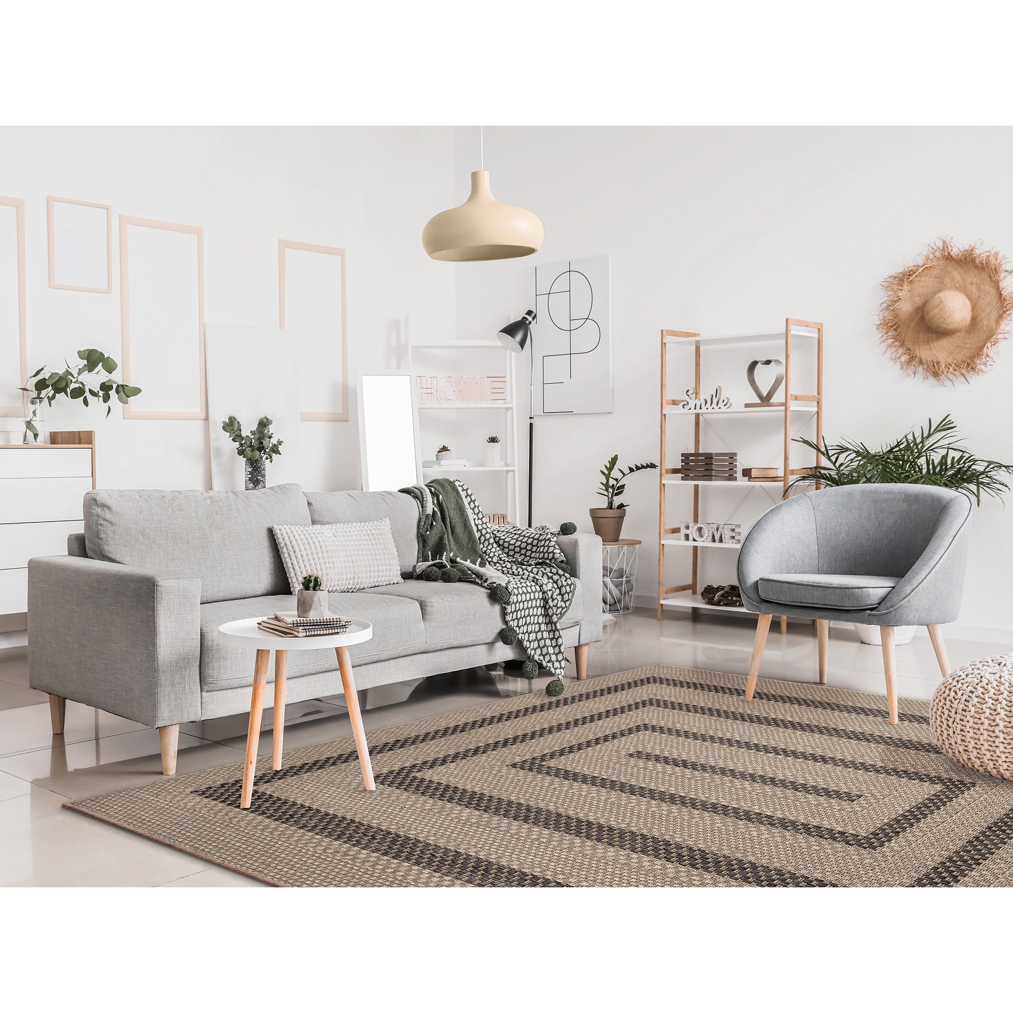 Monaco Multi Border Indoor Outdoor Area Rug