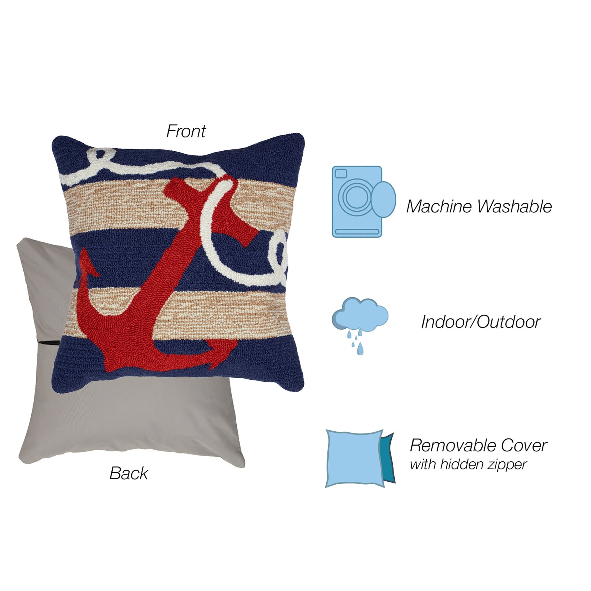 Frontporch Anchor Indoor Outdoor Square Throw Pillow