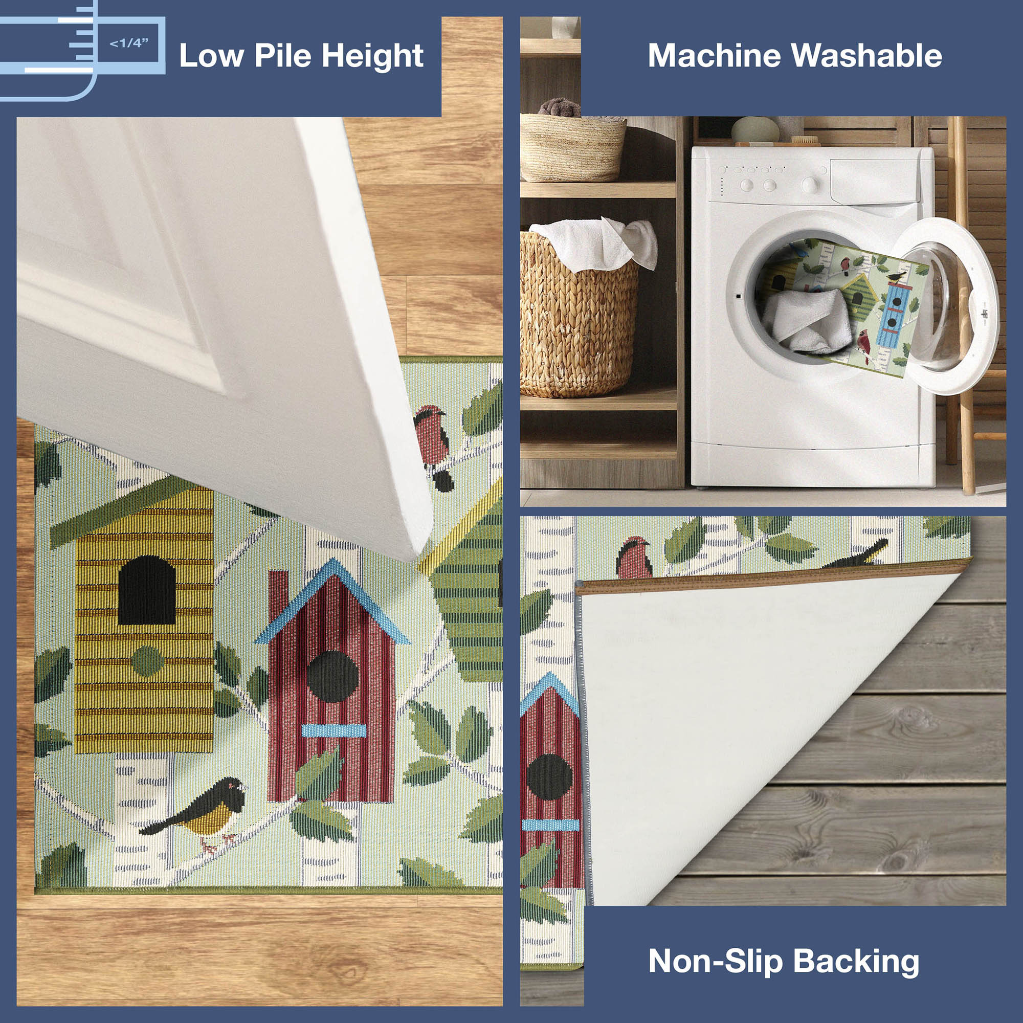 Esencia Bird Condos Indoor Outdoor Mat with Non-Skid Backing