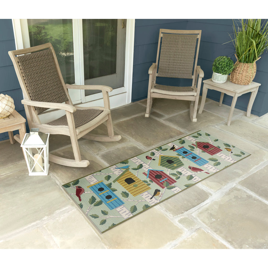 Esencia Bird Condos Indoor Outdoor Mat with Non-Skid Backing