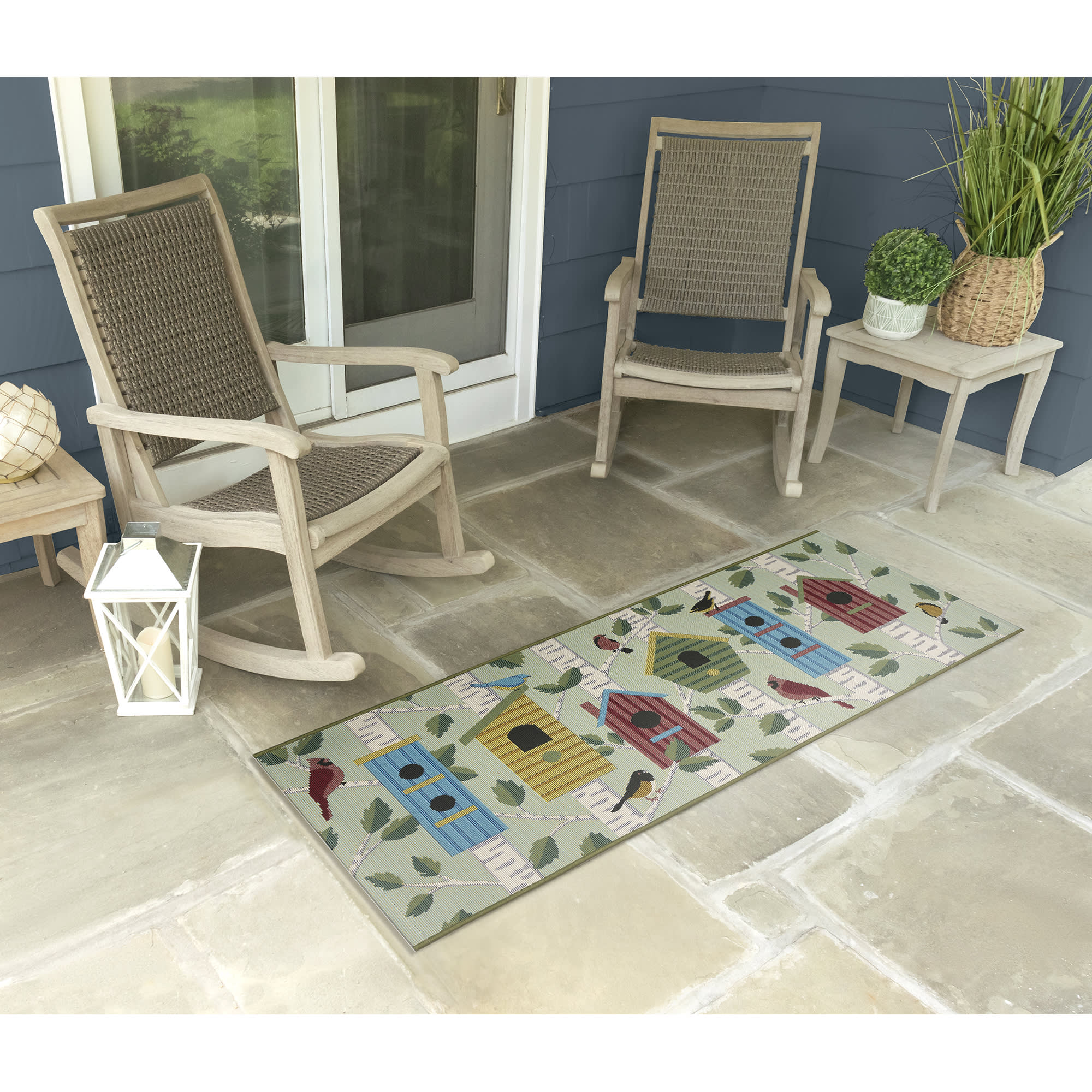 Esencia Bird Condos Indoor Outdoor Mat with Non-Skid Backing
