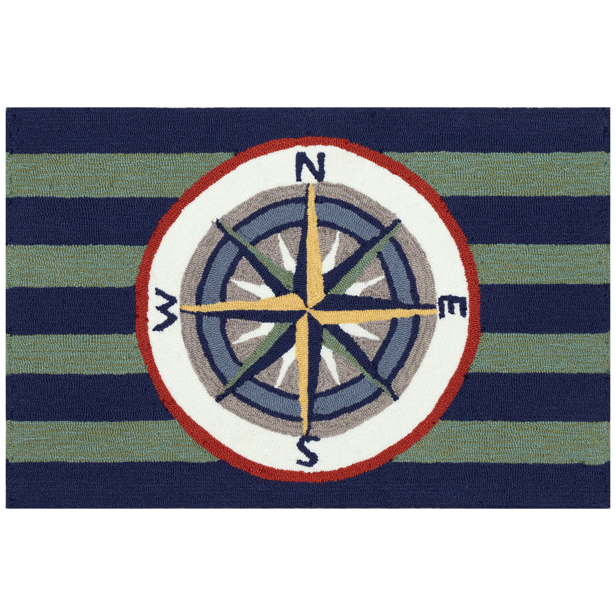 Frontporch Striped Compass Indoor Outdoor Mat