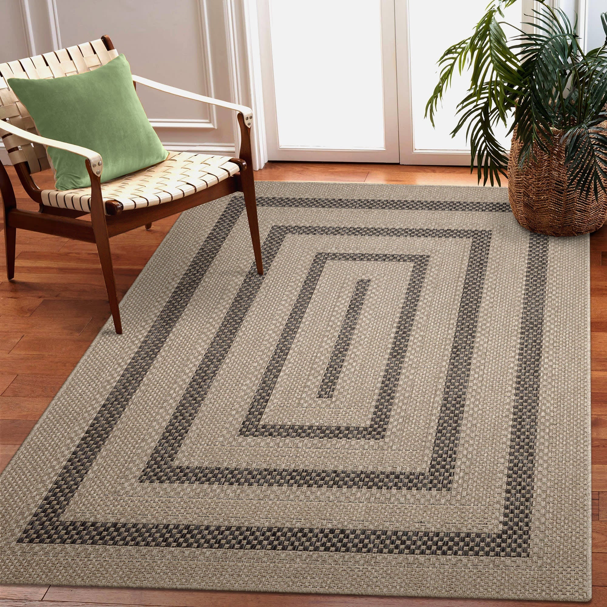 Monaco Multi Border Indoor Outdoor Area Rug