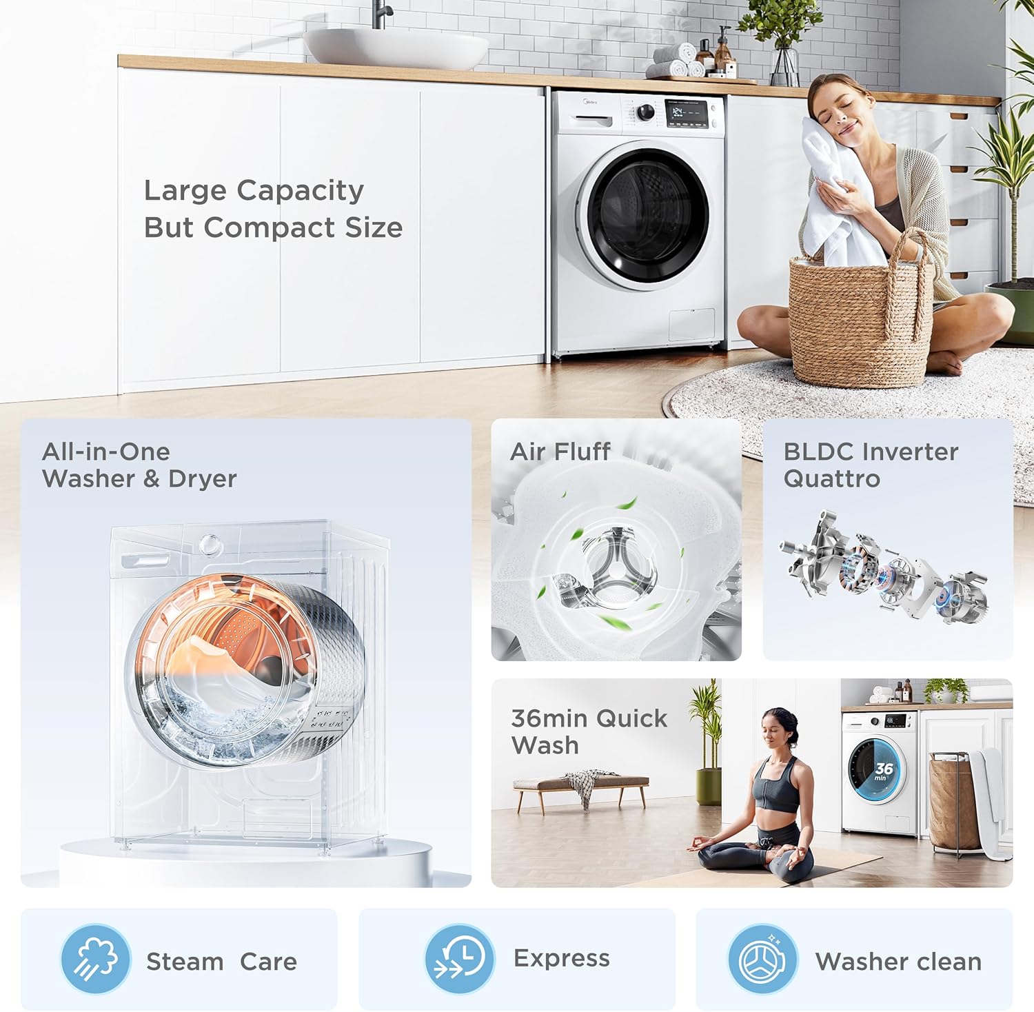 White 24 Inch Ventless Washer and Dryer Combo B4604