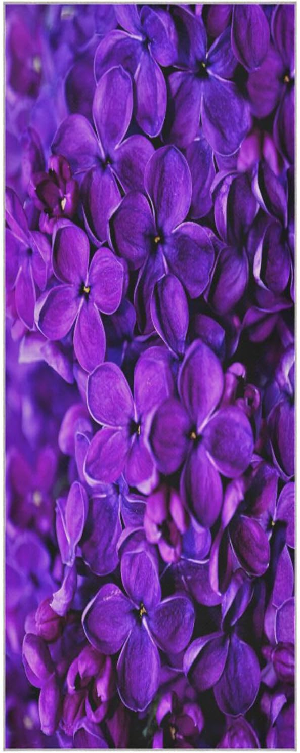 Lilac Purple Floral Non Slip Yoga Towel 73x 27 Inch with Storage Bag T9382