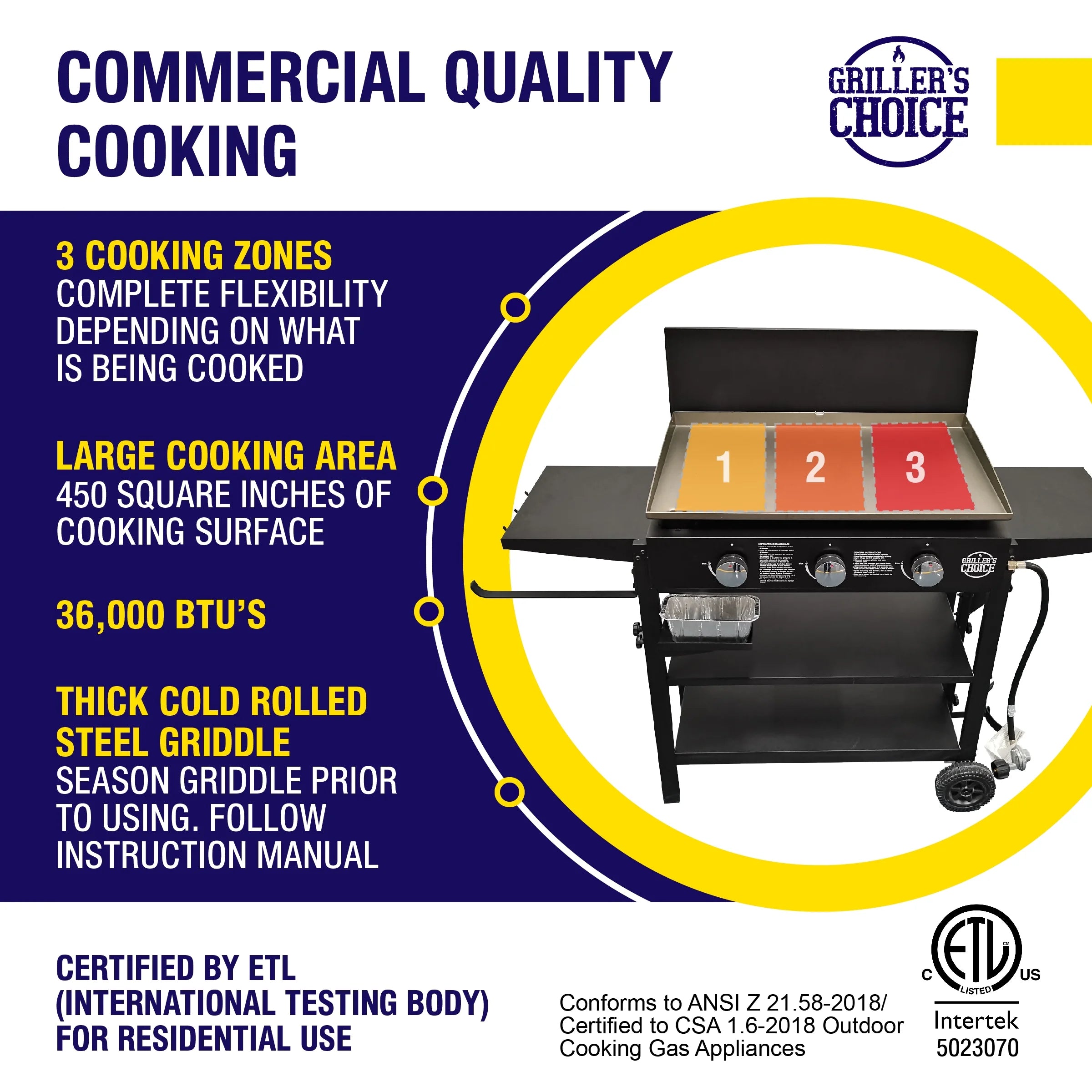 Outdoor Griddle Grill Propane Flat Top with Hood C828