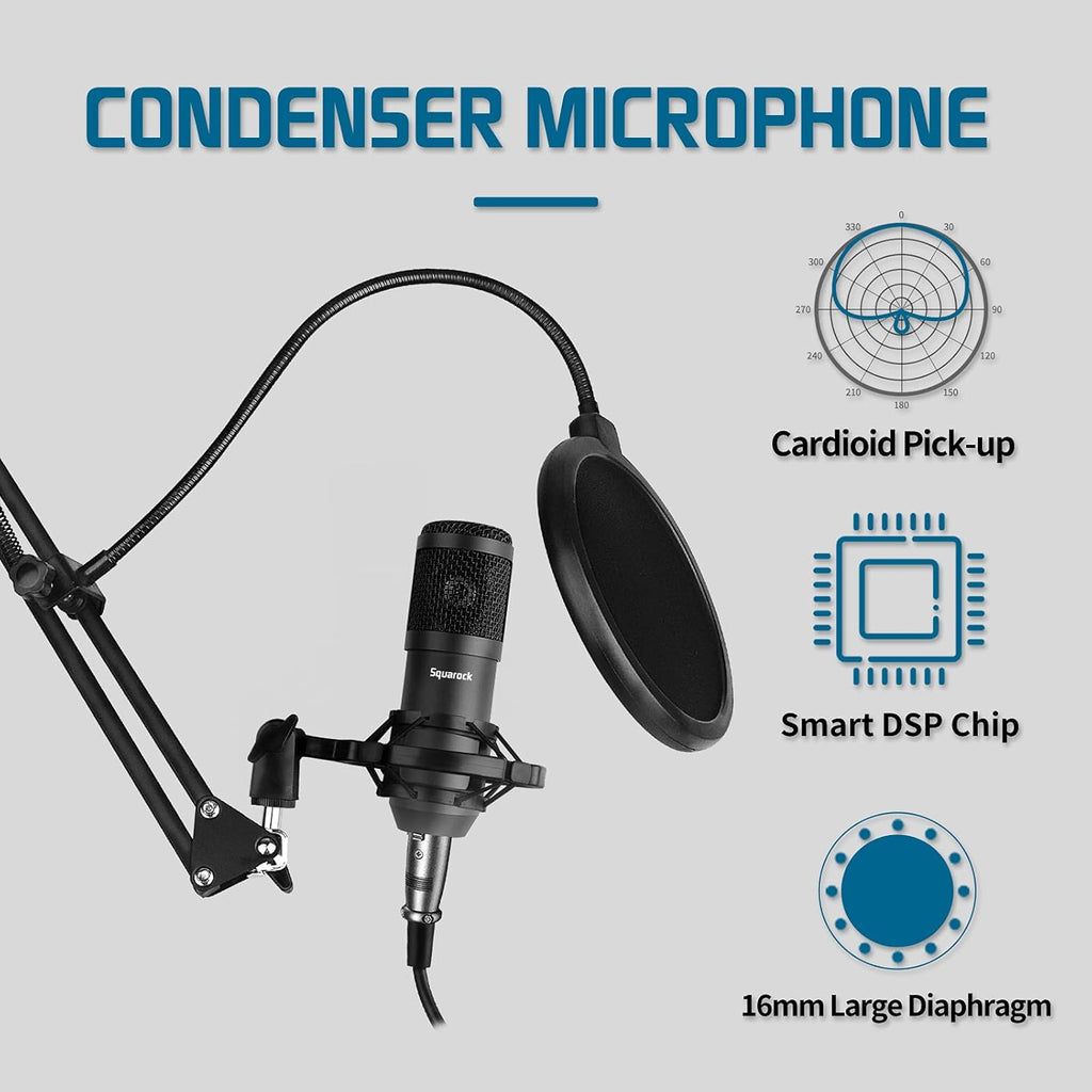 Audio Interface with DJ Mixer and Studio Broadcast Microphone Pack of 2 S2711