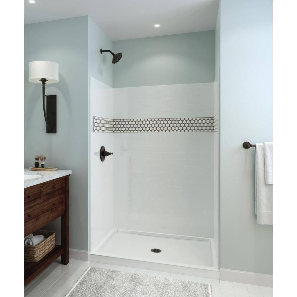 White 48 in. L x 34 in. D Shower Floor & Base J757153