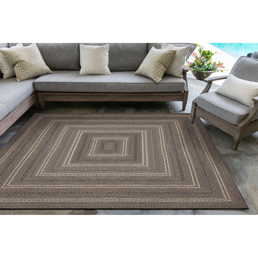 Monaco Multi Border Indoor Outdoor Area Rug