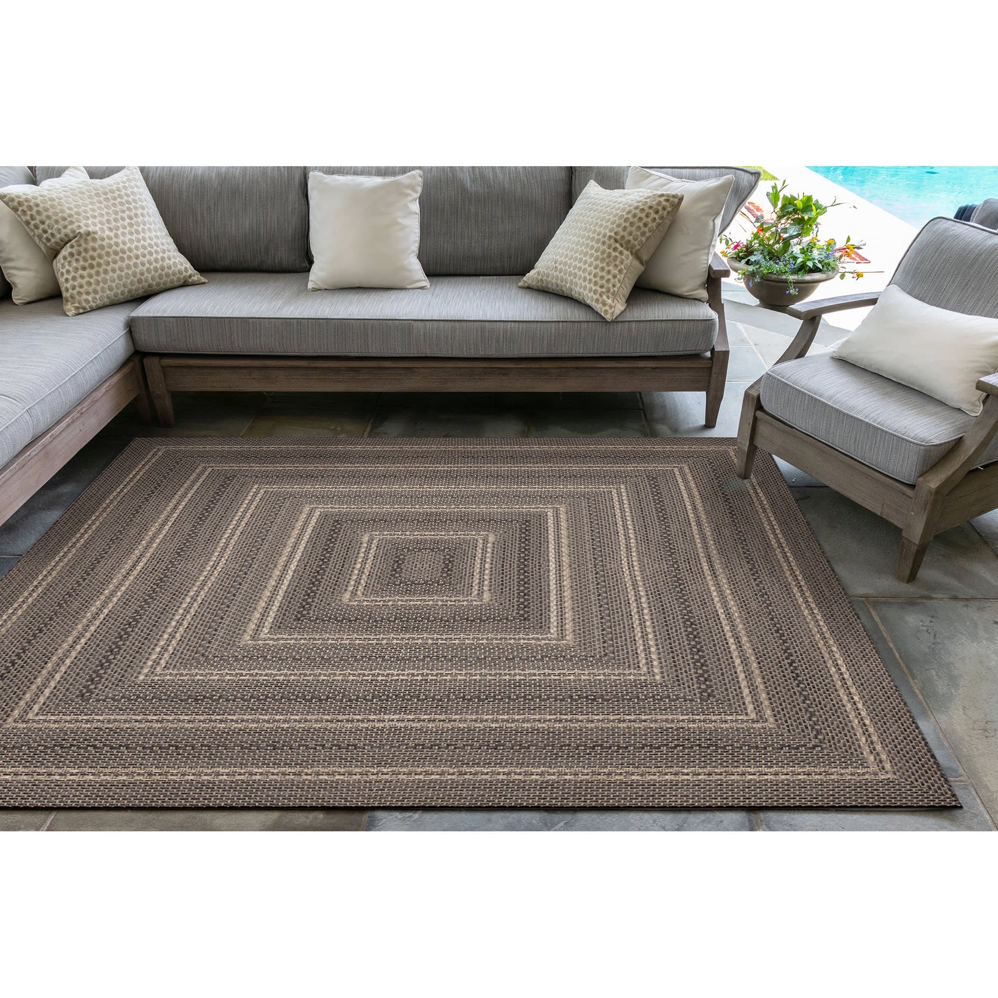Monaco Multi Border Indoor Outdoor Area Rug