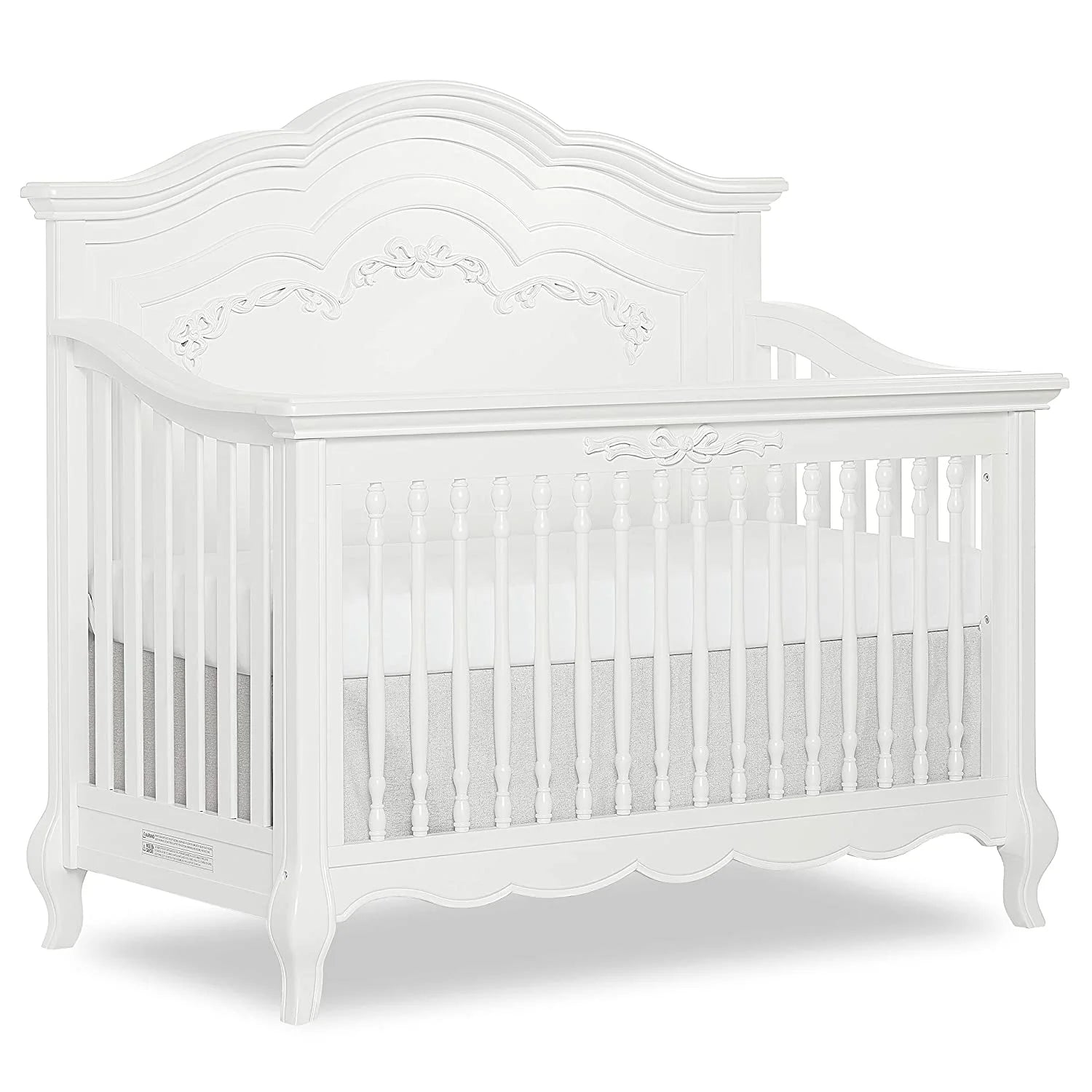 5-in-1 Convertible Crib in Frost, Greenguard Gold Certified, Wooden Baby Crib X39297