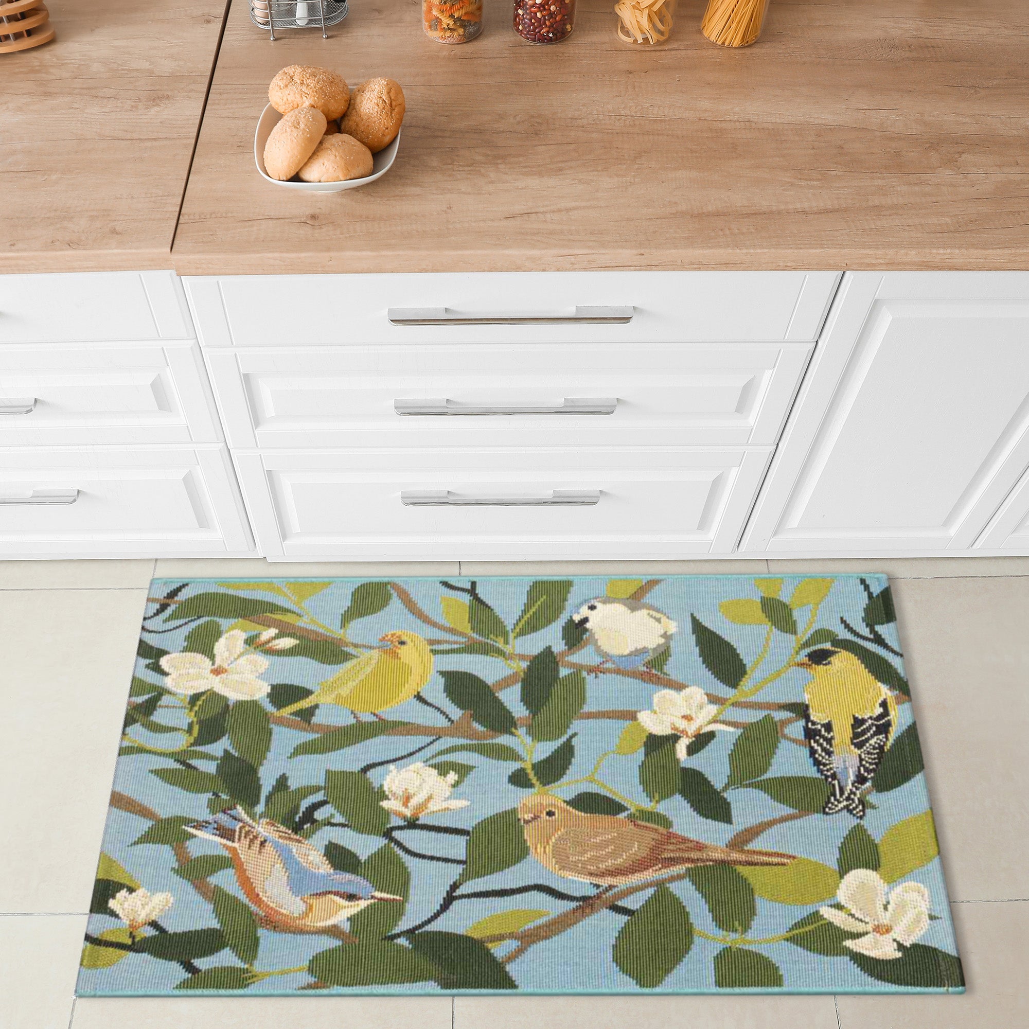 Esencia Floral Finches Indoor Outdoor Mat