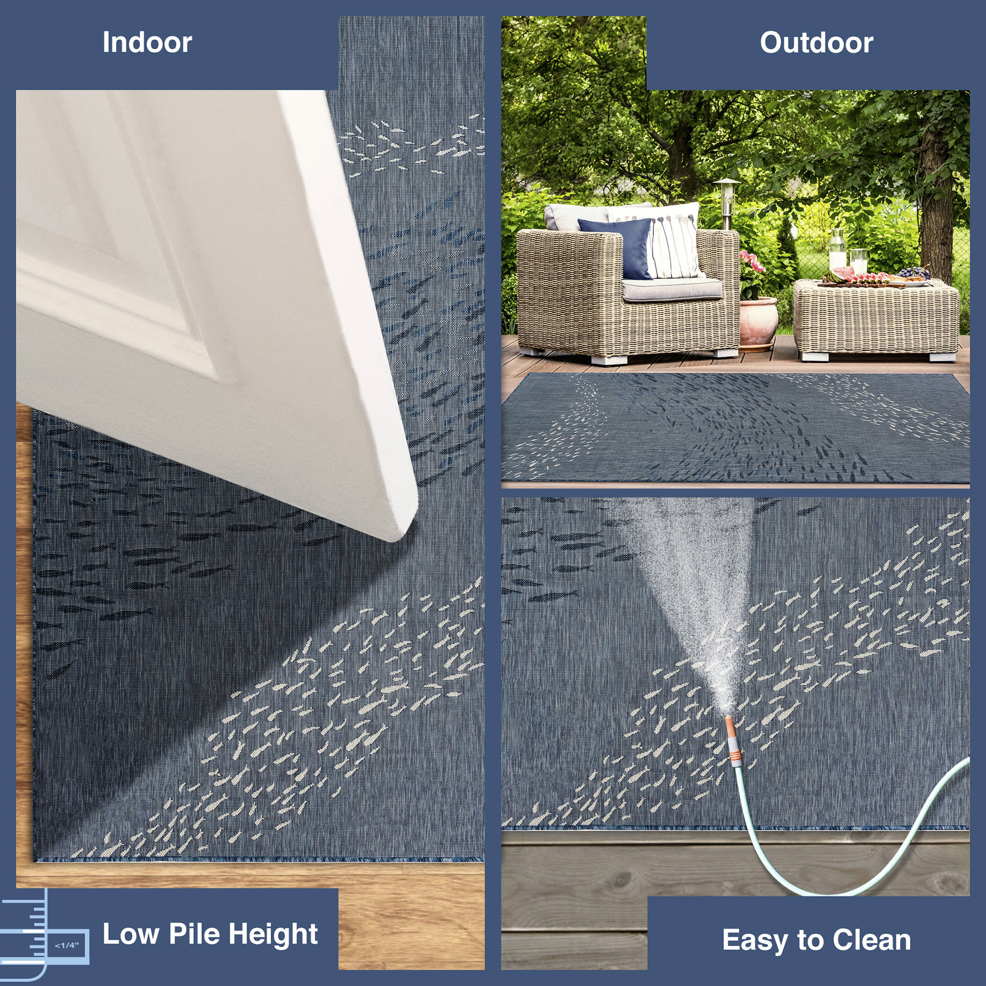 Carmel School Of Fish Indoor Outdoor Area Rug