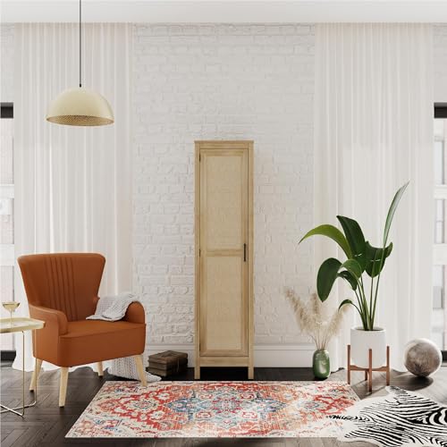 Black Oak 1-Door Tall Cabinet U45948