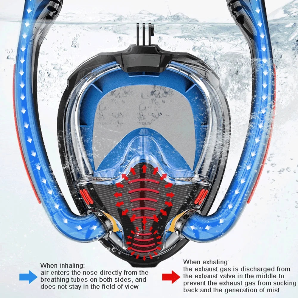 Snorkeling Double Tube Silicone Diving Goggles U267973