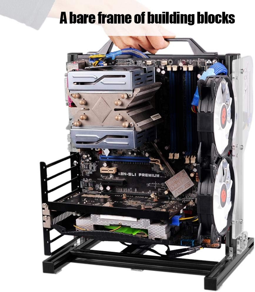 Black Aluminum Open Air Frame Motherboard Chassis Q156237