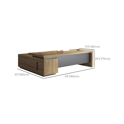 Rustic L Shape Engineered Wood Executive Desk 63" L x 31.5" W x 29.5" H Z252634