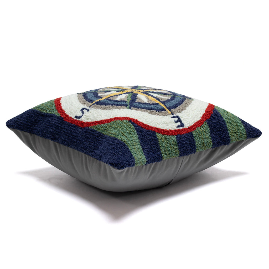 Frontporch Striped Compass Indoor Outdoor Square Throw Pillow