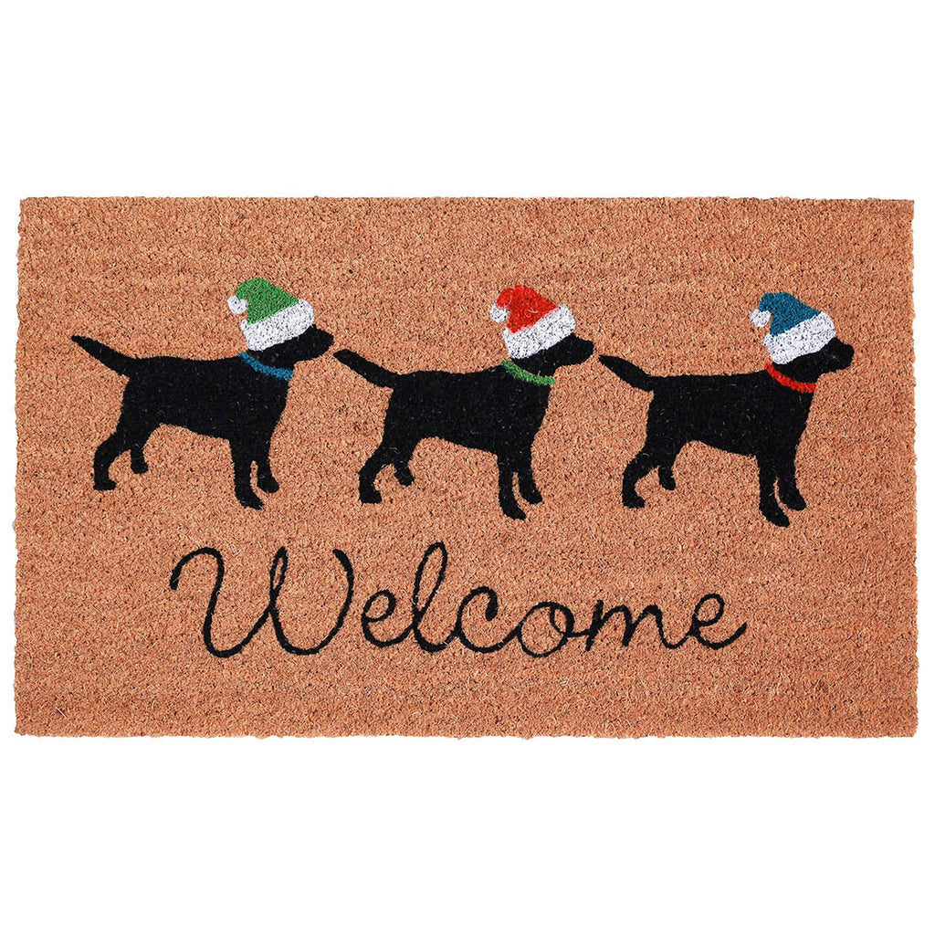 Natura Three Dogs Holiday Coir Doormat with Non-Slip Backing
