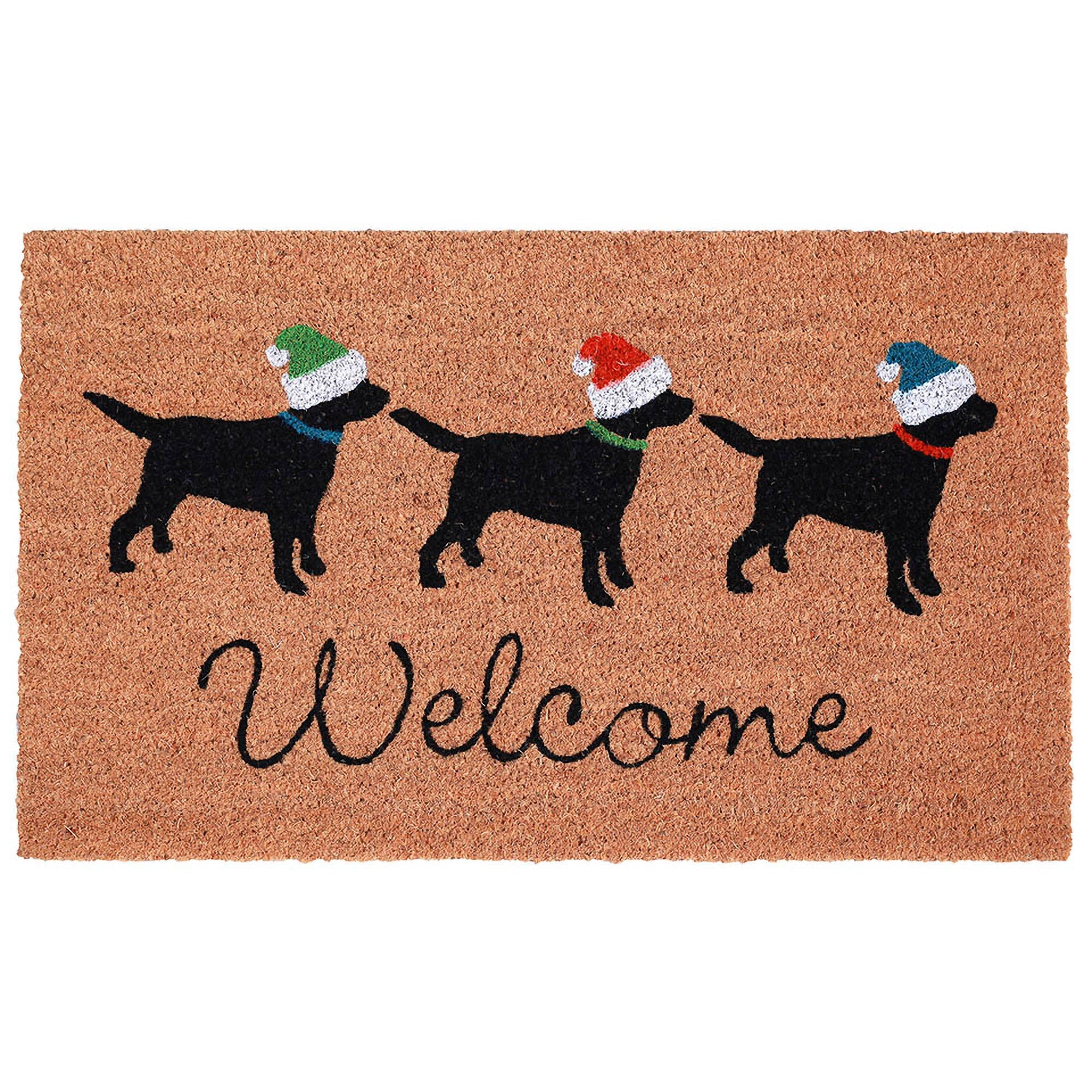 Natura Three Dogs Holiday Coir Doormat with Non-Slip Backing