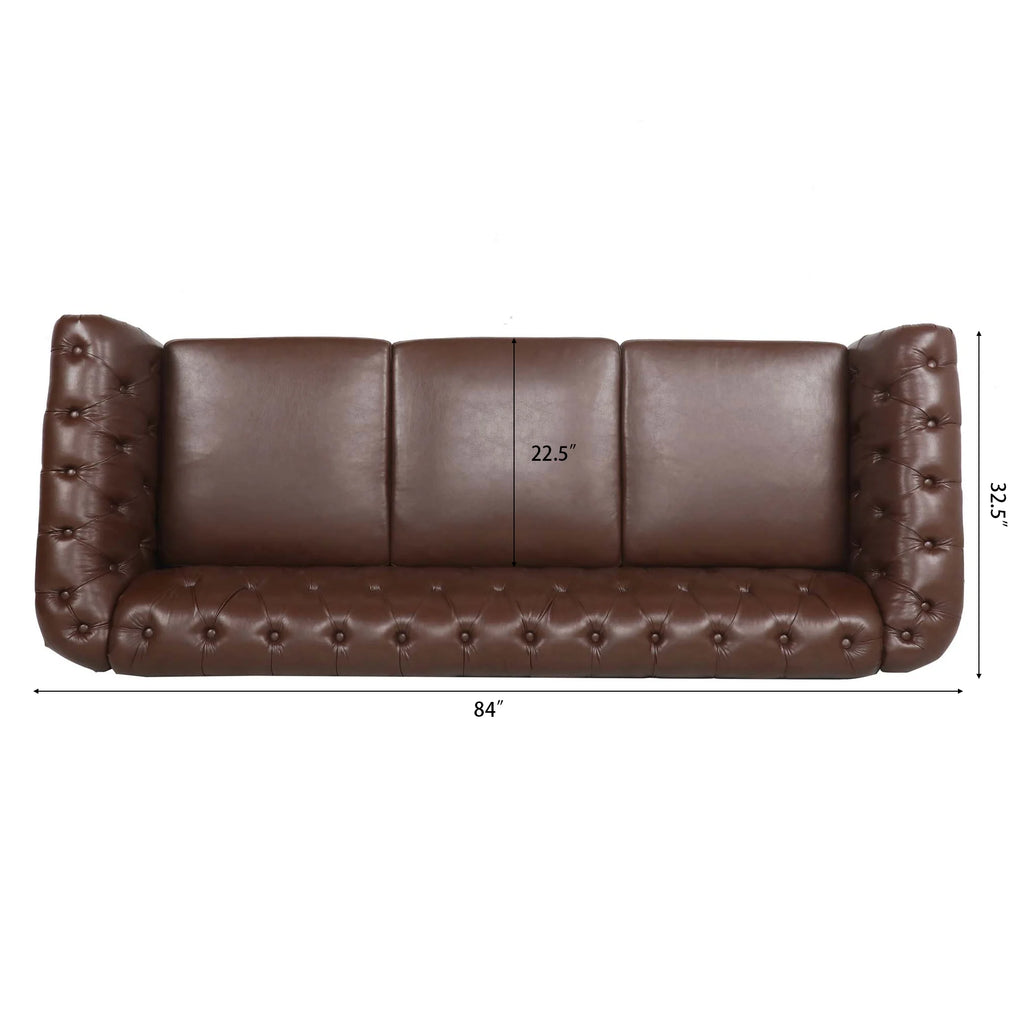 Dark Brown Leather 3-Seater Sofa D77787