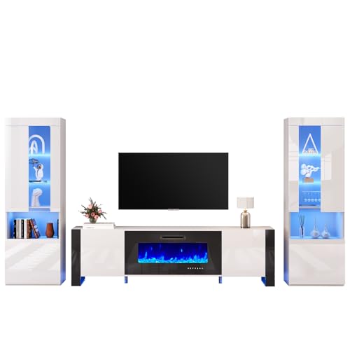 Entertainment Center with Fireplace and 2 Bookshelves, TV Stand for TVs Up to 80in N9531