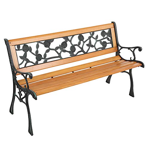 Antique Cast Iron and Hardwood Frame Outdoor Bench H9994