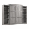 Platinum Gray Queen Murphy Bed with 2 Shelving Units Y808