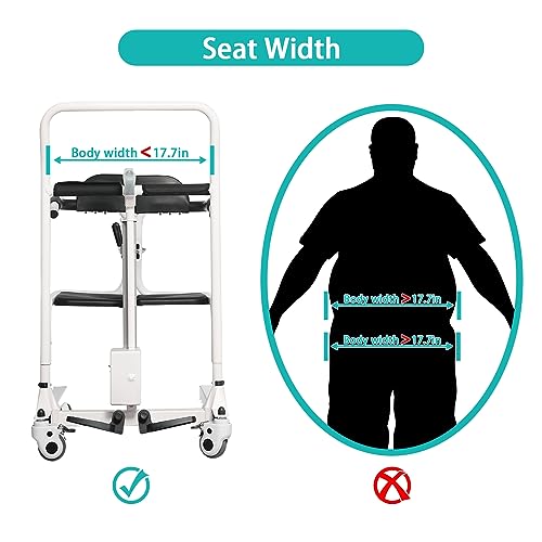 Electric Transfer Chair Patient Lift 180° Split Seat 330 lbs Load-Bearing White Black I4794