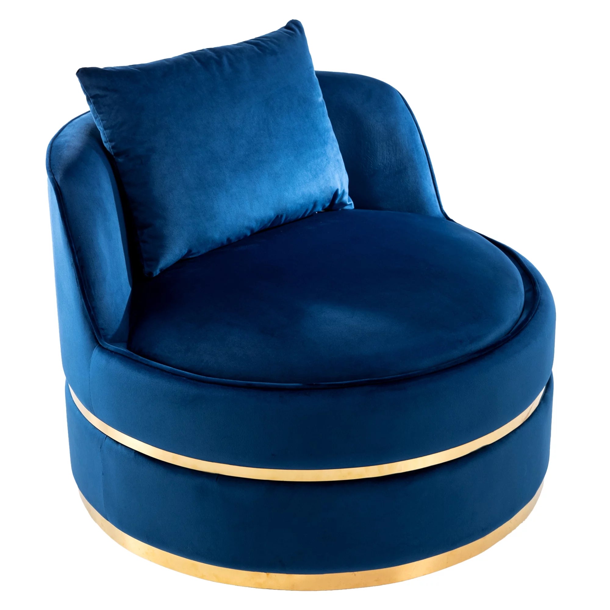 Blue Velvet Swivel Accent Barrel Chair with Seat Cushion S725312