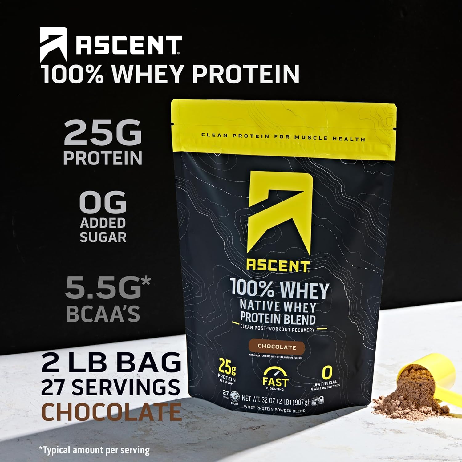 100% Whey Protein Powder, Chocolate 2 lb & Creatine Monohydrate Powder, Unflavored 45 Servings U89699