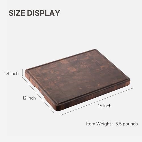 Large End Grain Walnut Wood Cutting Board 20x14 In with Juice Groove Handles S338