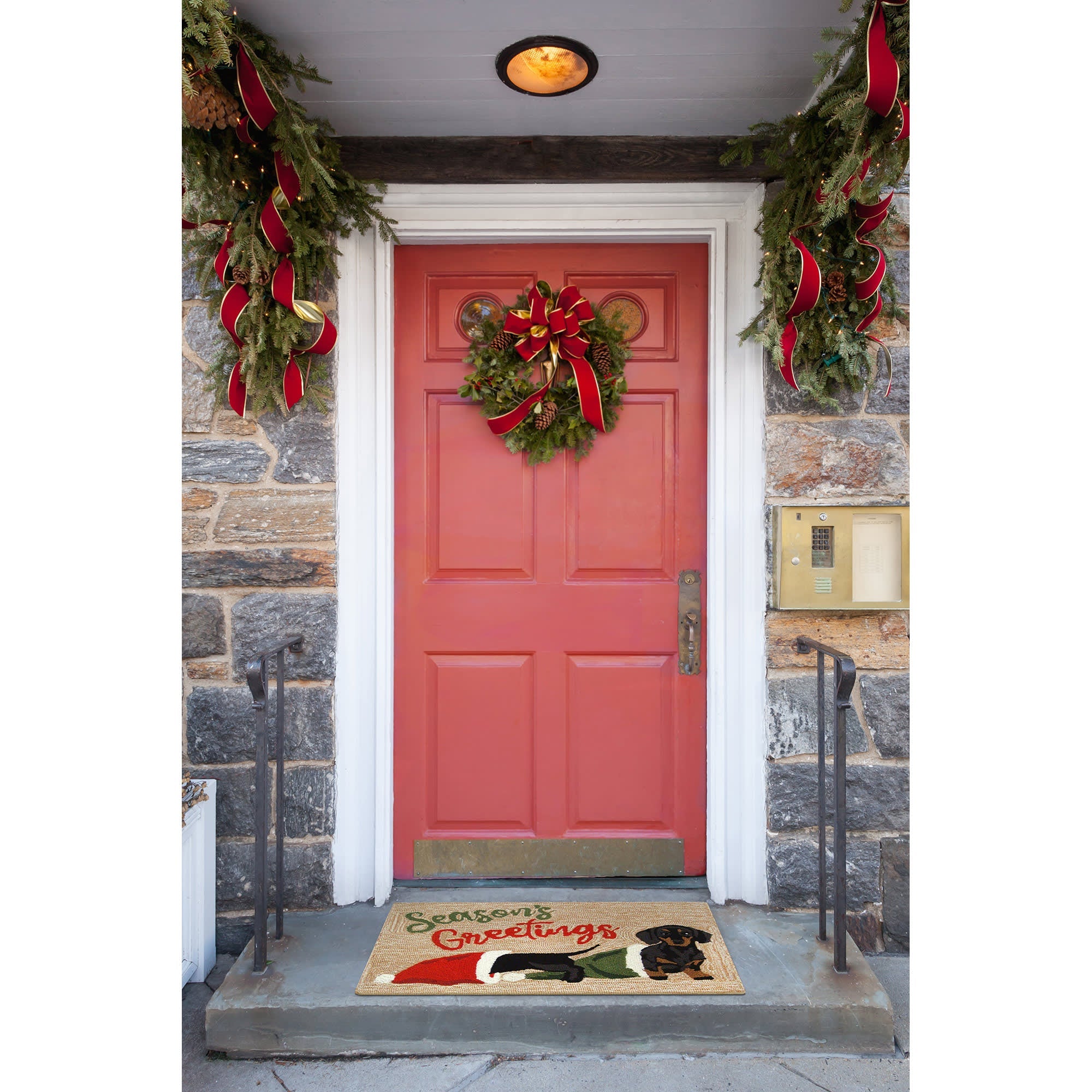 Frontporch Dachshund Greetings Indoor Outdoor Mat