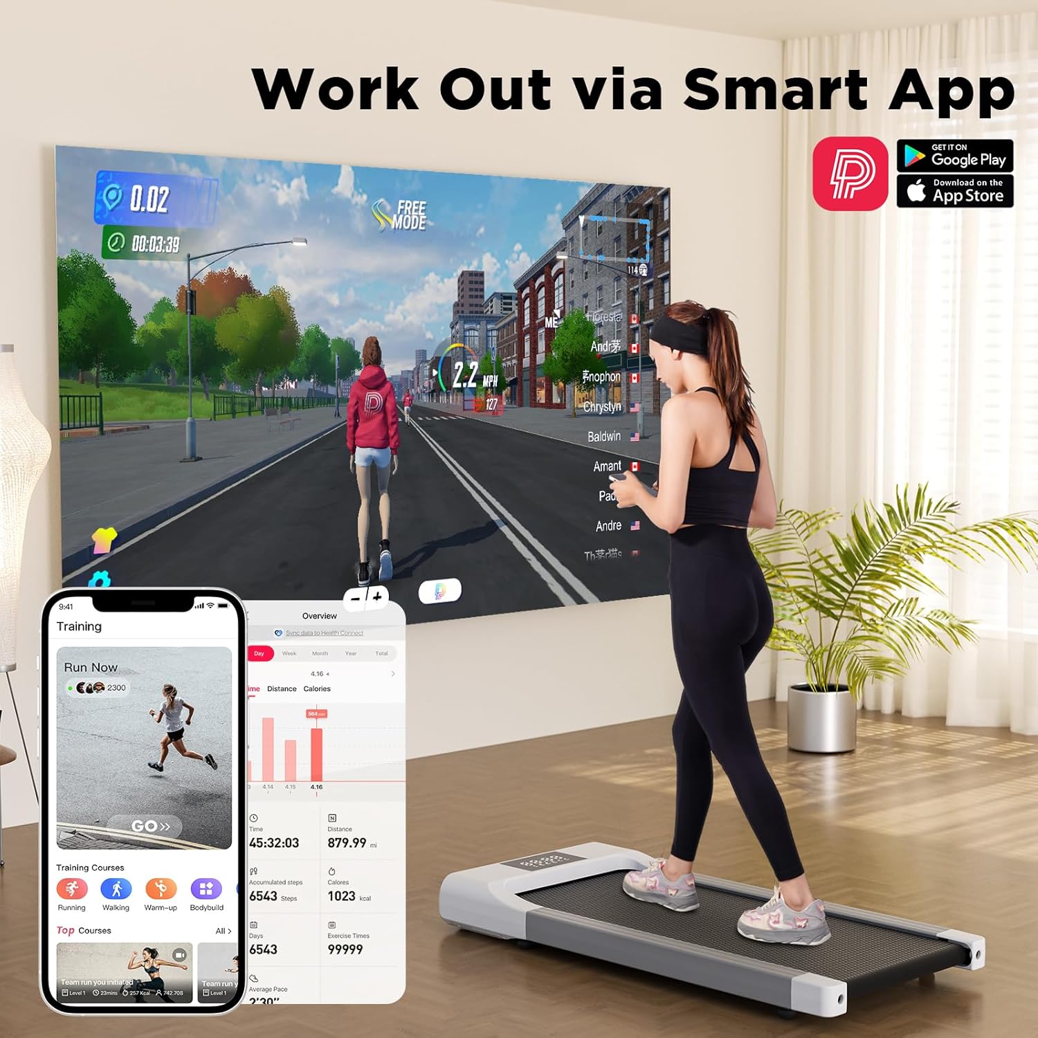 Under Desk Treadmill with Remote Control LED Display, 300 lb Capacity K107