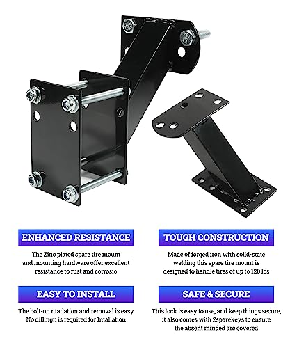 Black Side Mount Spare Tire Carrier for Trailer Tongue F59023