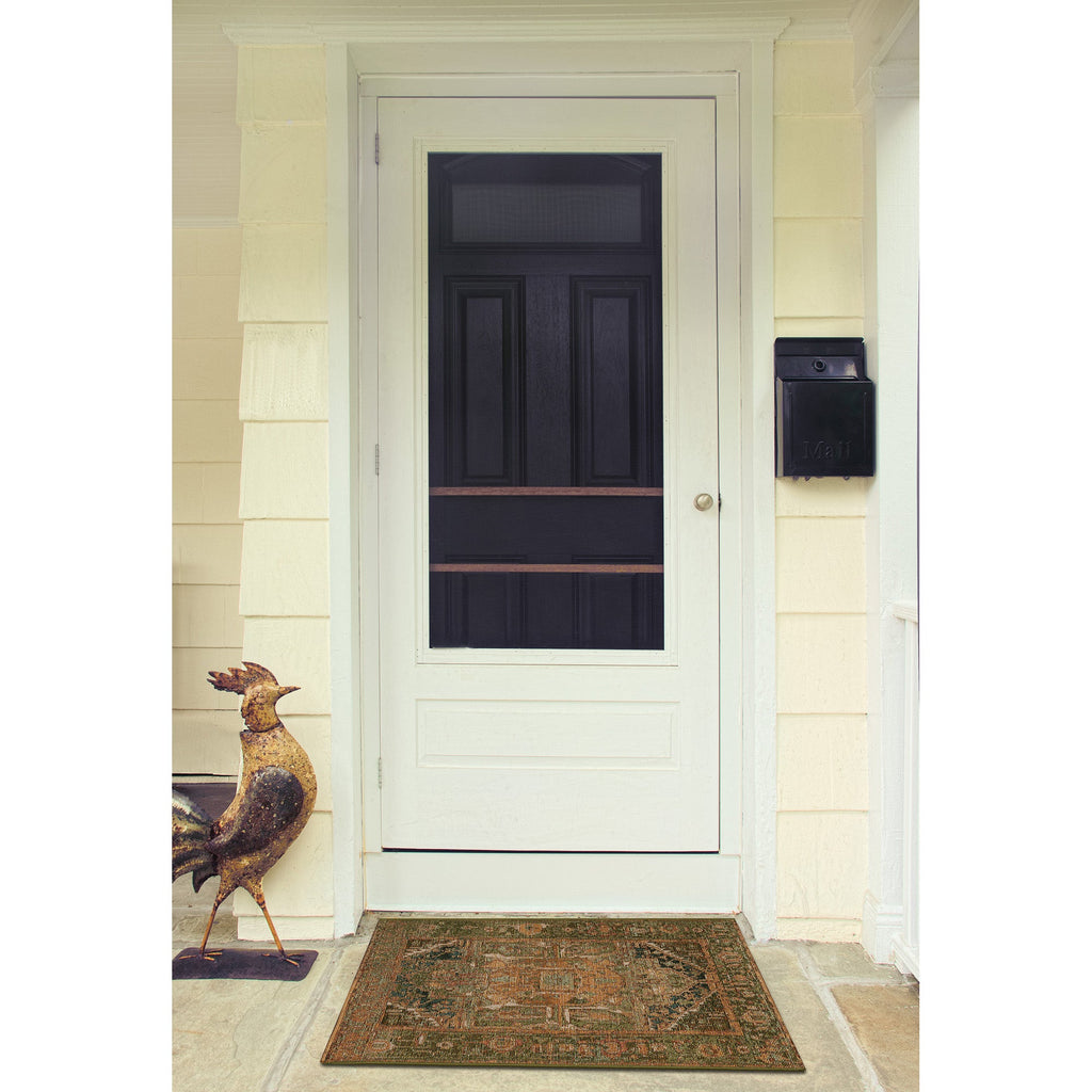 Esencia Heriz Indoor Outdoor Mat with Non-Skid Backing