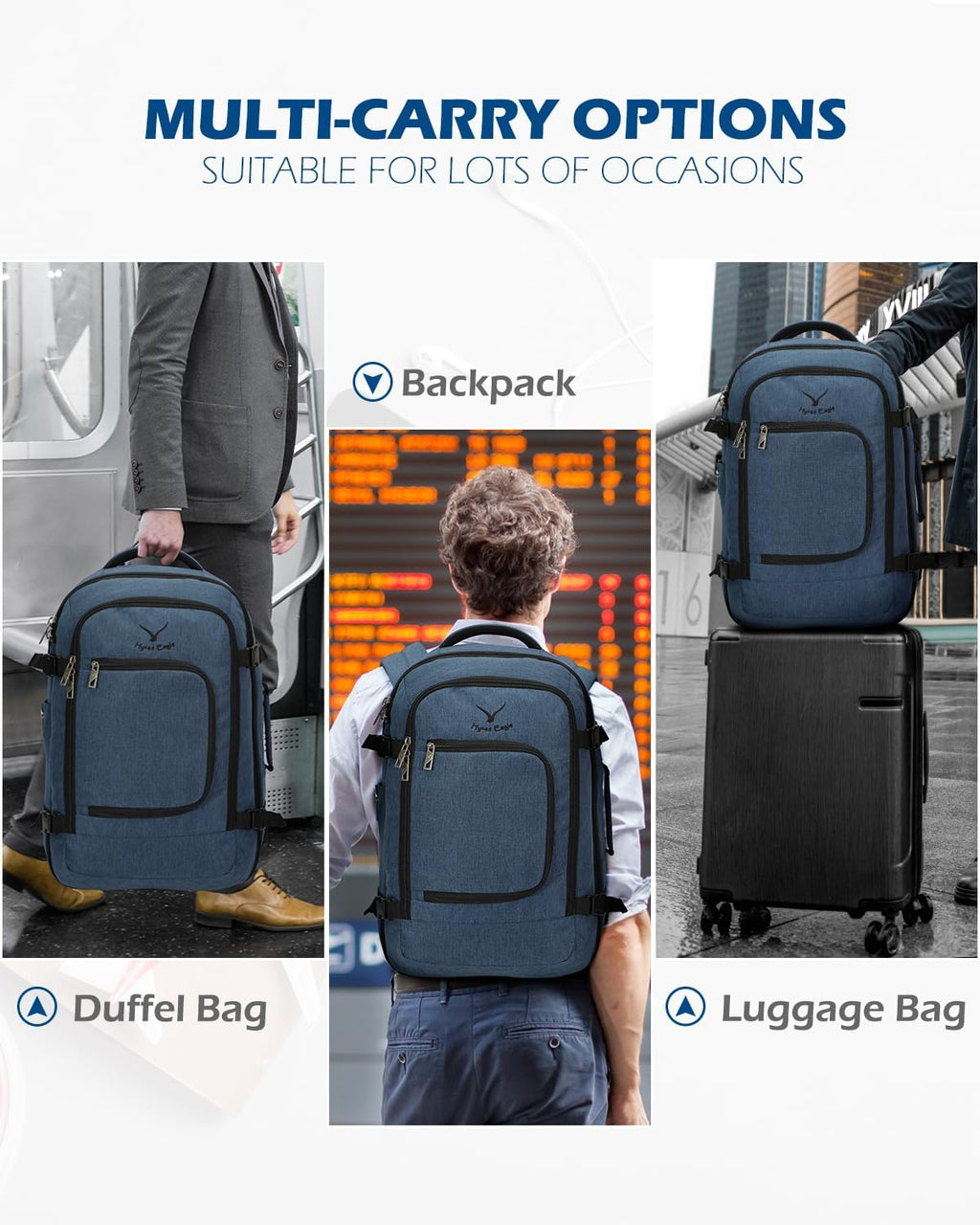 40L Blue with Grey Travel Backpack D219