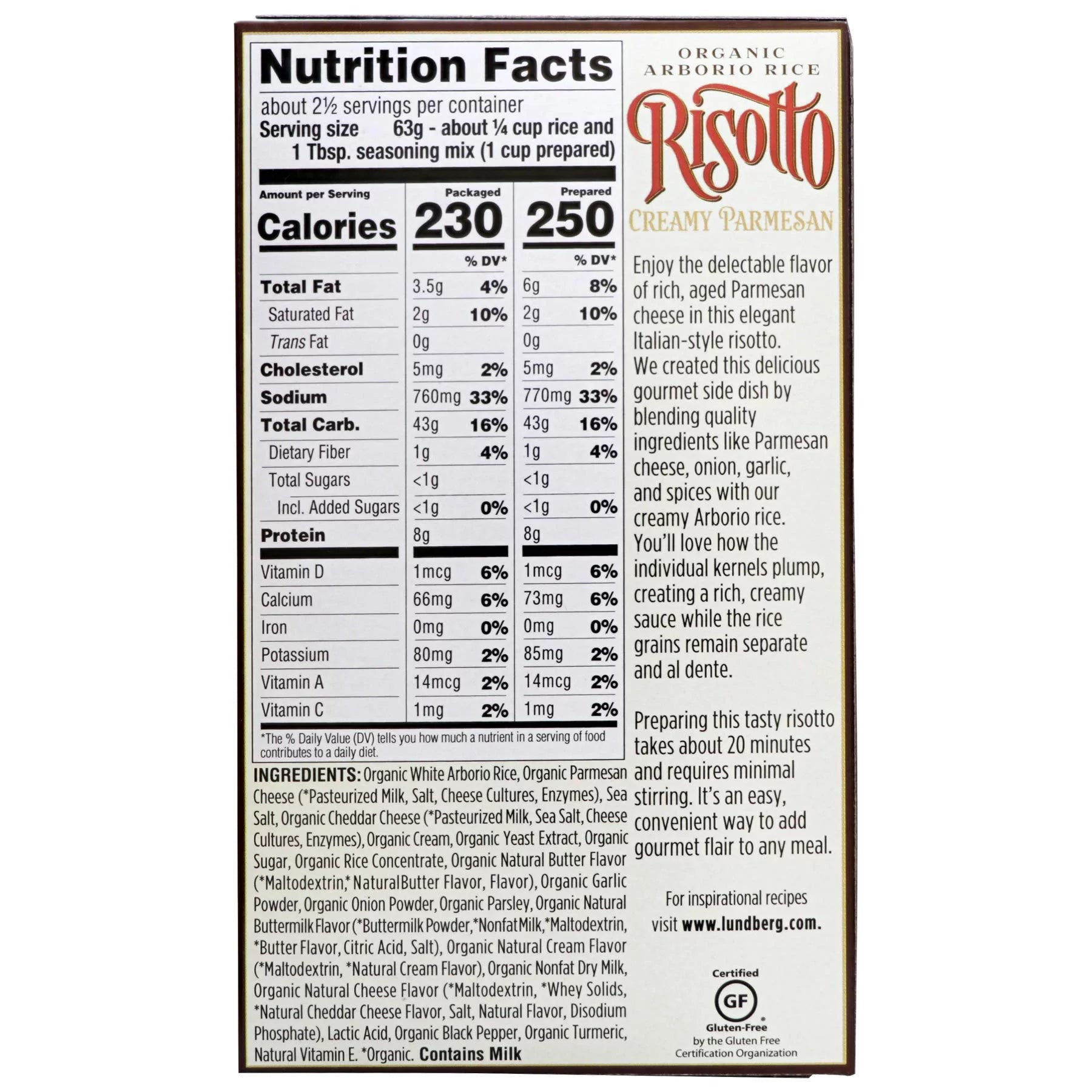 Organic Arborio Rice Risotto, 5.5 oz 6-Pack G5361