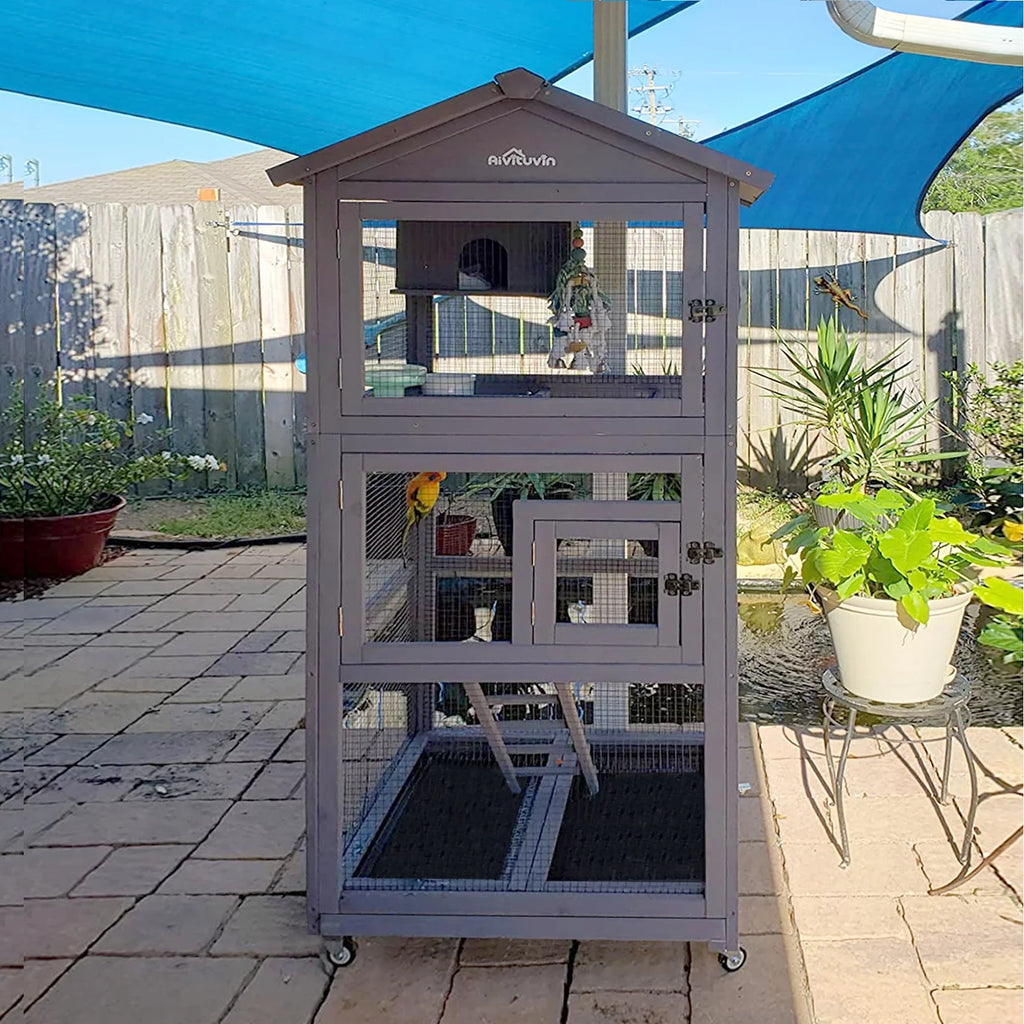 71'' Wooden Birdcage with Stand W36293