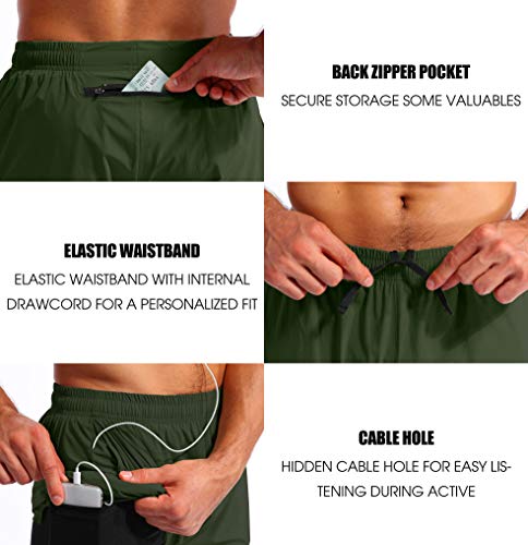 Men’s 2 in 1 Running Shorts 5" Quick Dry with Phone Pockets P636480