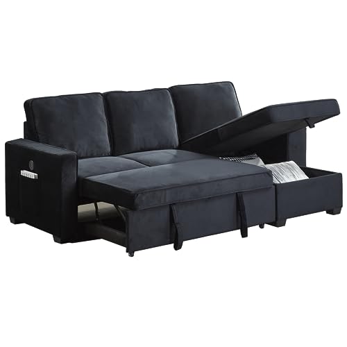 Brown Velvet L-Shaped Sectional Sofa with Storage Chaise X844370