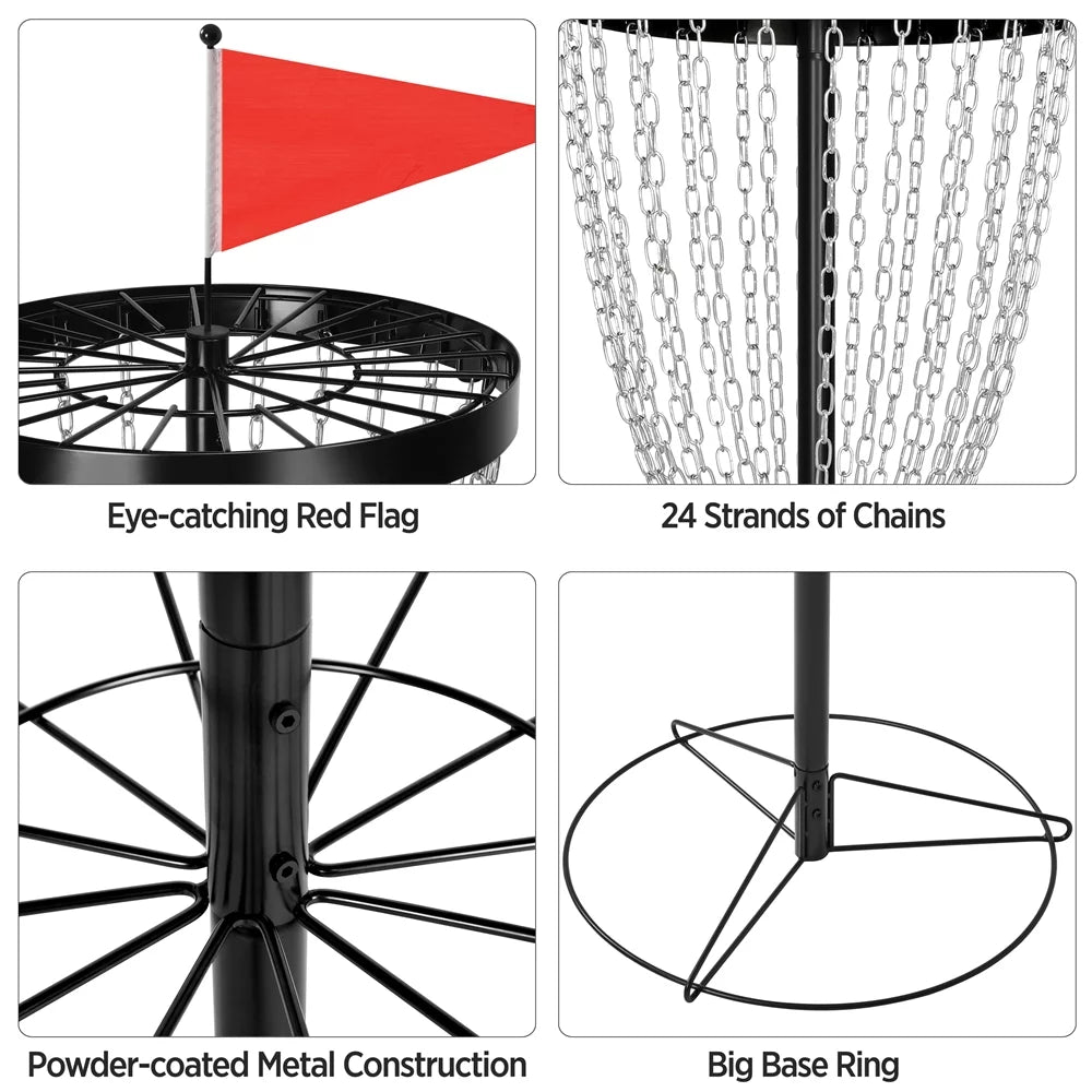 Black Disc Golf Goal with Carrying Bag and 3 Discs O35337