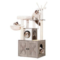Rustic Brown Cat Tree with Litter Box Enclosure R715